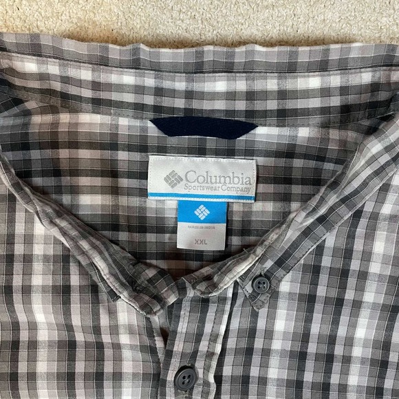 Lot of 2 Columbia Mens XXL Plaid Button Down Shirts Grey Green Regular Fit - Picture 6 of 14